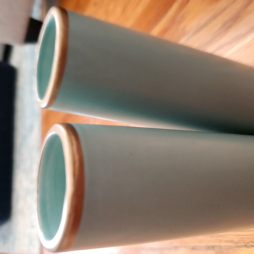 Elegant Green and Gold Vases